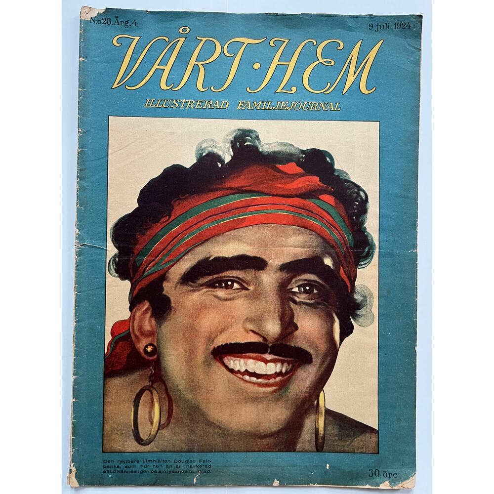 RARE Oversized Swedish 1924 Douglas Fairbanks Magazine Thief of Bagdad Hollywood